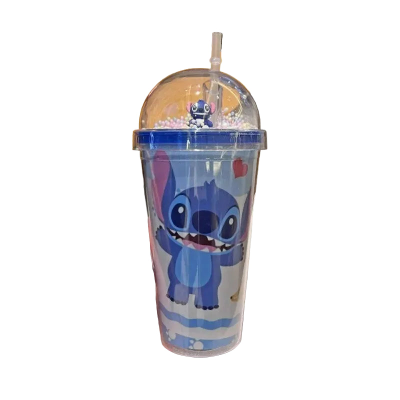 Copo Infantil Stitch & Angel com Canudo