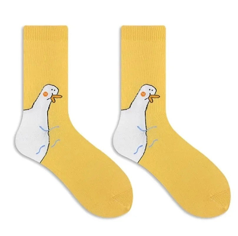 Meia Divertida Estampa de Bico de Pato